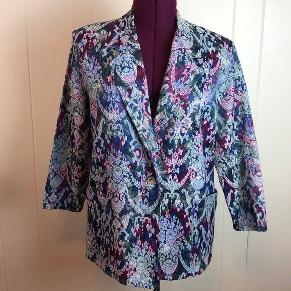 Vintage Jackets & Blazers - Vintage 80s/90s Single Button Brocade Blazer